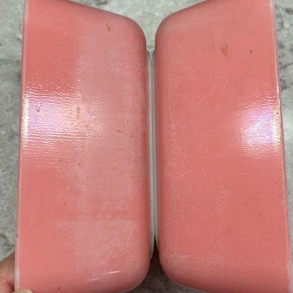 2 Vintage Pyrex Flamingo Pink Refrigerator Dishes #502 - Picture 9 of 13